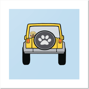 Dog in Yellow Jeep Posters and Art